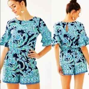 Lilly Pulitzer Lula High Tide Navy Scuba Doo Romper - Size M